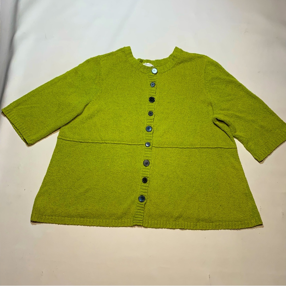C. J. Banks Women's 3XL Green Cardigan Full Button Up cotton blend